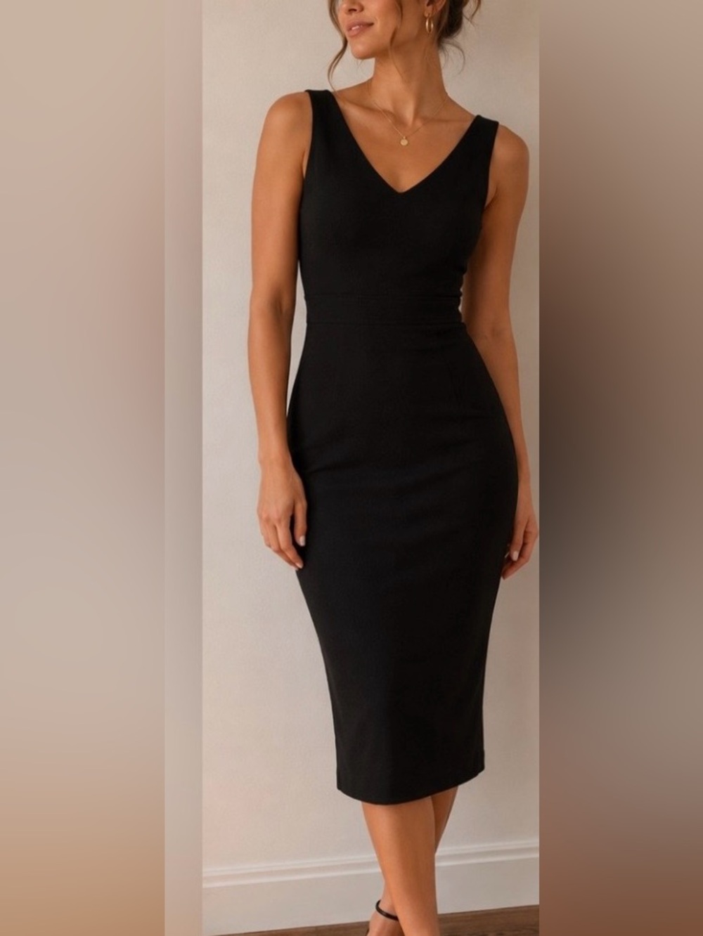 J.Crew Black 100% Wool Sheath Dress Made in Japan V-Neck Midi Career Cocktail 0